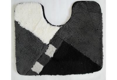 Wicotex toiletmat 50 x 60 cm zwart/wit/grijs geblokt