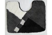 Wicotex toiletmat 50 x 60 cm zwart/wit/grijs geblokt - thumbnail