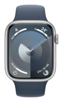 Apple Watch Series 9 (GPS 45 mm) Smartwatch - Kast van zilverkleurig aluminium - Stormblauw sportbandje M/L. Conditie bijhouden, Saturatie-app en Ecg-app, Always-on Retina-display, waterbestendig - thumbnail