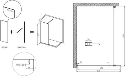 Saqu Modulo inloopdouche met zijwand incl. antikalk 90x30x210cm chroom
