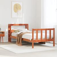 Bedframe met hoofdbord massief grenenhout wasbruin 75x190 cm - thumbnail