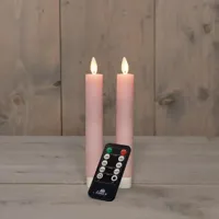 Dinerkaars wax led bewegende vlam op batterij met afstandsbediening 2 stuks h18 cm licht roze Anna's Collection - Annas collection - thumbnail