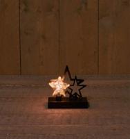 Ster Glas Op Metalen Voet Met 2 Metalen Ster - 15X6X15,5Cm - 2Aa - 6H/18H Timer/On/Off kerstverlichting Anna's Collection - Annas collection - thumbnail