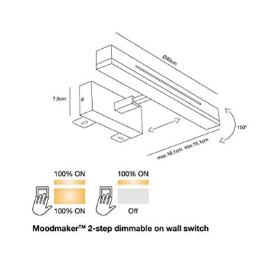 Nordlux LED Wandlamp Otis 40 Ges.staal 14W 3000K - 4801110