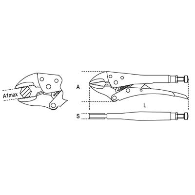 Beta 1052/240 Griptang | Verstelbaar | Halfronde bekken | Max 42 mm | 240 mm - 010520024