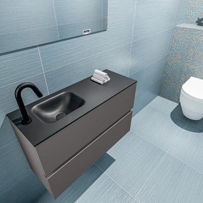 MONDIAZ ADA 80cm toiletmeubel dark grey. LEX wastafel urban links 1 kraangat MONDIAZ ADA 80cm toiletmeubel dark grey. LEX wastafel urban links 1 kraangat