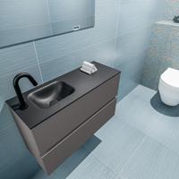 MONDIAZ ADA 80cm toiletmeubel dark grey. LEX wastafel urban links 1 kraangat - thumbnail
