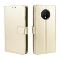 Voor OnePlus 7T retro Crazy Horse textuur horizontale Flip lederen draagtas met houder & kaartsleuven & fotolijstjes (goud) - thumbnail
