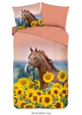 Good Morning Kinderdekbedovertrek "paard met zonnebloemen" - Multi - (140x200/220 cm) - Katoen
