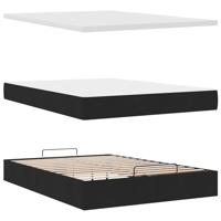 Ottoman bed met matras 140x200cm stof zwart - thumbnail