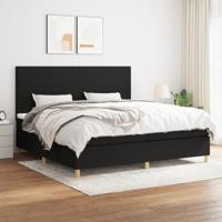 Boxspring met matras stof zwart 200x200 cm - thumbnail