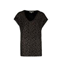 Garcia T-shirt met panterprint en glitters zwart - thumbnail