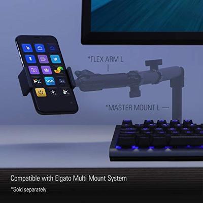 Elgato Phone Grip, premium klem voor smartphone met beklede bek en voorgespannen veer, bevestiging met 1/4”-draad of op statief, perfect voor TikTok, Instagram, streaming, videogesprekken en studio’s