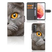 Telefoonhoesje | Met pasjeshouder | Samsung Galaxy S21 Britse Korthaar - thumbnail