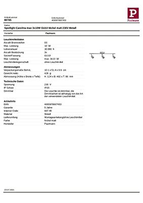 Paulmann Spotlight Carolina 66745 Wandlamp GU10 LED Nikkel (mat) Paulmann Spotlight Carolina 66745 Wandlamp GU10 LED Nikkel (mat)