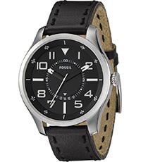 Horlogeband Fossil FS4458 Leder Zwart 22mm