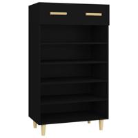 Schoenenkast 60x35x105 cm bewerkt hout zwart - thumbnail