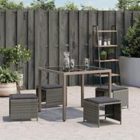 Tuinkrukken 4 st met kussens 40x40x35 cm poly rattan grijs - thumbnail