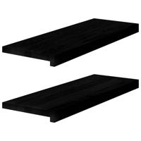 VidaXL Vensterbanken 2 st 70x25x2 cm massief eikenhout donkerbruin - thumbnail
