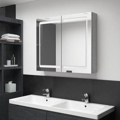 Badkamerkast met spiegel en LED 80x12x68 cm betongrijs