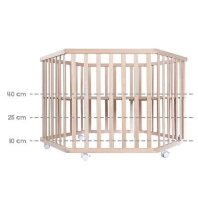 Hegaxonal Baby Box - ROBA - LIEBHABEAR - In hoogte verstelbaar - Verwijderbare basis - 6 geremde wielen - Natuurlijk hout - Teddybeerpatroon Hegaxonal Baby Box - ROBA - LIEBHABEAR - In hoogte verstelbaar - Verwijderbare basis - 6 geremde wielen - Natuurlijk hout - Teddybeerpatroon