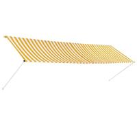 Luifel uittrekbaar 400x150 cm geel en wit - thumbnail