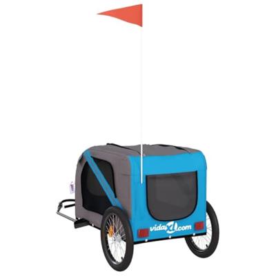 Hondenfietstrailer oxford stof en ijzer blauw en grijs - thumbnail