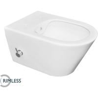 Wiesbaden Wandcloset Rimless met Koudwater Bidetkraan - Mat Wit - thumbnail