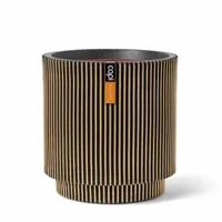 Capi nature groove nl cilinder bloempot 44x46 cm zwart goud - thumbnail