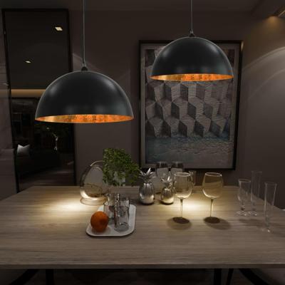 Plafondlampen 2 st halfrond E27 50 cm zwart en goudkleurig Plafondlampen 2 st halfrond E27 50 cm zwart en goudkleurig