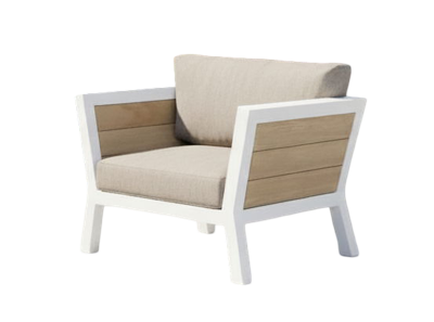Valongo lounge chair 84,5x99x69 white alu/acacia teak look Eurofar - Eurofar