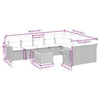 10-delige Loungeset met kussens poly rattan zwart - thumbnail