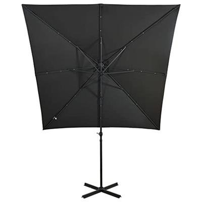 VidaXL Zweefparasol met paal en led-verlichting 250 cm antracietkleur