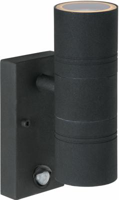 Lucide ARNE-LED IR - Wandspot / Wandlamp Binnen/Buiten - Ø 6,3 cm - LED - GU10 - 2x5W 2700K - IP44 - Beweging & dag/nacht sensor - Zwart Lucide ARNE-LED IR - Wandspot / Wandlamp Binnen/Buiten - Ø 6,3 cm - LED - GU10 - 2x5W 2700K - IP44 - Beweging & dag/nacht sensor - Zwart