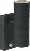 Lucide ARNE-LED IR - Wandspot / Wandlamp Binnen/Buiten - Ø 6,3 cm - LED - GU10 - 2x5W 2700K - IP44 - Beweging & dag/nacht sensor - Zwart - thumbnail