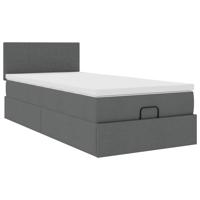 Ottoman bed met matras 90x190cm stof donkergrijs - thumbnail