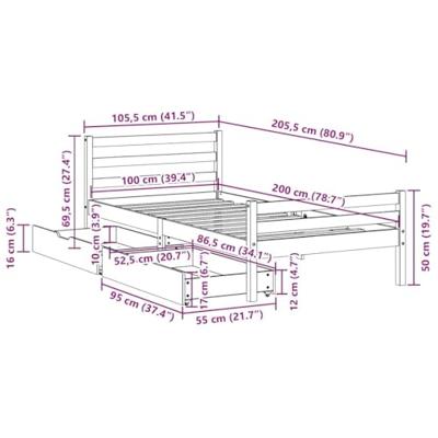 Bedframe zonder matras massief grenenhout 100x200 cm