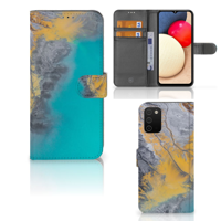 Samsung Galaxy A03s | Bookcase | Marble Blue Gold - thumbnail