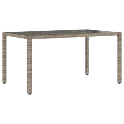 Tuintafel met glazen blad 150x90x75 cm poly rattan grijs - thumbnail