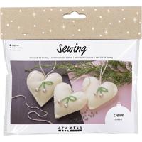 Creativ Company Mini hobbyset naaien, harten, off white, 1 doos - thumbnail