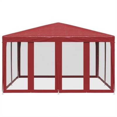 Partytent met 8 mesh zijwanden 4x4 m HDPE rood - thumbnail