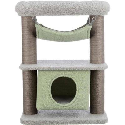 TRIXIE Junior Lunito 44442 Krabpaal, 71 cm, in grijs/mint, kleine kattenboom, op 2 niveaus, met kattenmand, kattenhuis met krab- en slaapmogelijkheid, gezellig en stabiel