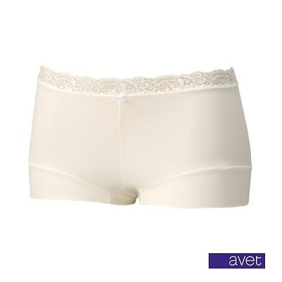 Kanten boxershort dames 38832 - Dames onderbroek - kanten ondergoed -badstof kruisje - wit en zwart - S - Creme | Dames slip - Onderbroek - - S -