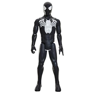 Deluxe Spider-Man actiefiguur van 30 cm in zwart pak, Titan-serie, superheldenspeelgoed voor kinderen, Marvel Spider-Man, geschikt voor kinderen vanaf 4 jaar.