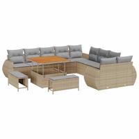 Tuinbankenset 13 pcs Beige poly rattan - thumbnail