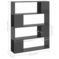 Boekenkast/kamerscherm 100x24x124 cm hoogglans grijs - thumbnail
