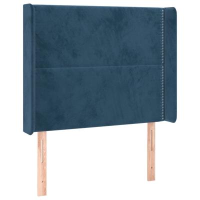 Hoofdbord met randen 83x16x118/128 cm fluweel blauw - thumbnail