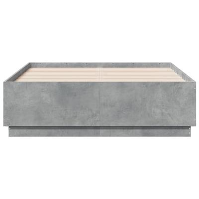 Bedframe met LED-verlichting bewerkt hout betongrijs 150x200 cm