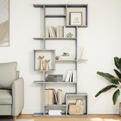 Boekenkast 92x29x188 cm bewerkt hout betongrijs