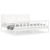 Bedframe zonder matras massief grenenhout wit 200x200 cm - thumbnail